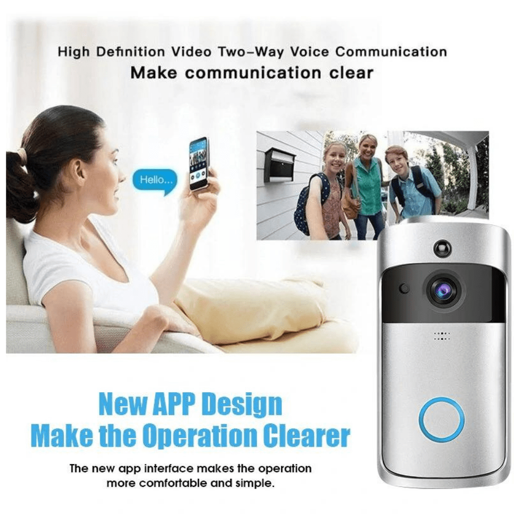 [1080P FHD][With Chime & Battery] Smart Doorbell Camera Wireless Wifi Doorbell Two Way Audio Intercom App Control - Polar Tech Australia