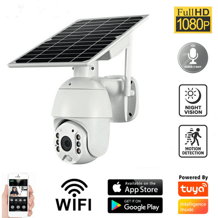[RSD-Q3-WIFI]][TUYA Smart Home][1080P FHD][WIFI Version] Solar Panel Battery Powered Wireless Wire-Free IP66 Outdoor PTZ Camera - Polar Tech Australia