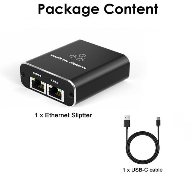 4 Ports Ethernet RJ45 Splitter 1 In / 3 Out 1000Mbps High Speed With USB-C Port - Polar Tech Australia