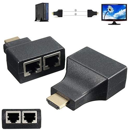 [HDTV-30M-Dual] Full HD 1080P RJ45 Cat5e & Cat6 to HDMI 30M Extender Pair - Polar Tech Australia