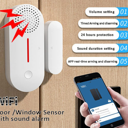 [TUYA Smart Home][Built-in Siren] Battery Powdered Door & Window Sensor Alarm Burglary Detector Home Security - Polar Tech Australia