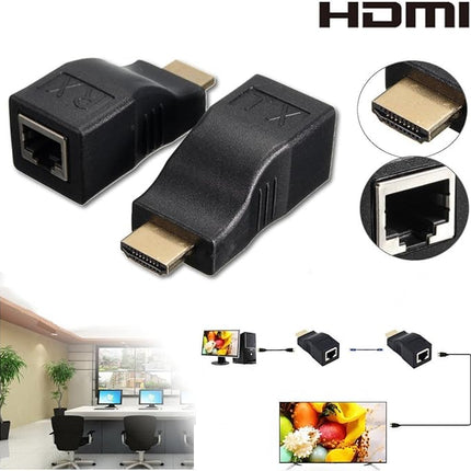 [HDTV-30M] Full HD 1080P RJ45 Cat5e & Cat6 to HDMI 30M Extender Pair - Polar Tech Australia