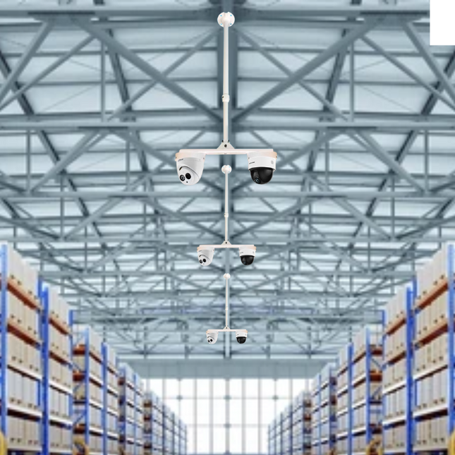 [1 Split 2] Universal Retractable Extension Aluminium CCTV Dome Camera Wall or Ceiling Mount Bracket Holder