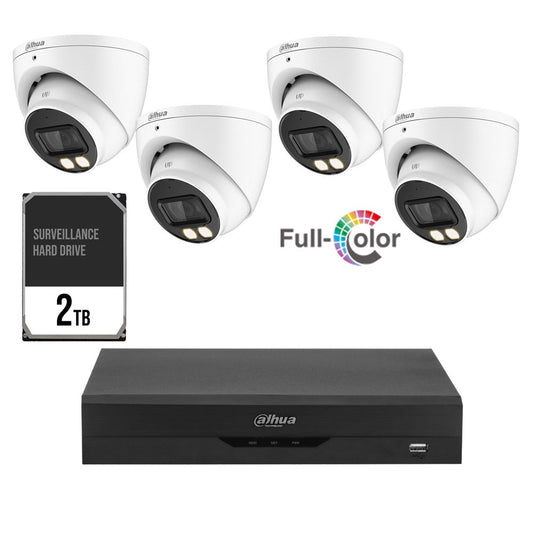 Dahua HDCVI 8 Channel Camera Kit including 4x 5MP Eyeball Fixed Lens Cameras 2TB HDD 4x 18m Coax Patch Cables and Power Supplies