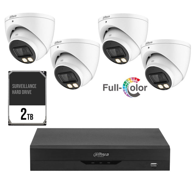 Dahua HDCVI 8 Channel Camera Kit including 4x 5MP Eyeball Fixed Lens Cameras 2TB HDD 4x 18m Coax Patch Cables and Power Supplies