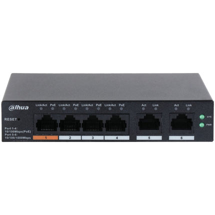 [DH-CS4006-4ET-60] Dahua 6 Port Layer 2 Cloud Managed Network Switch with 4 PoE Ports plus 2 Uplink Ports