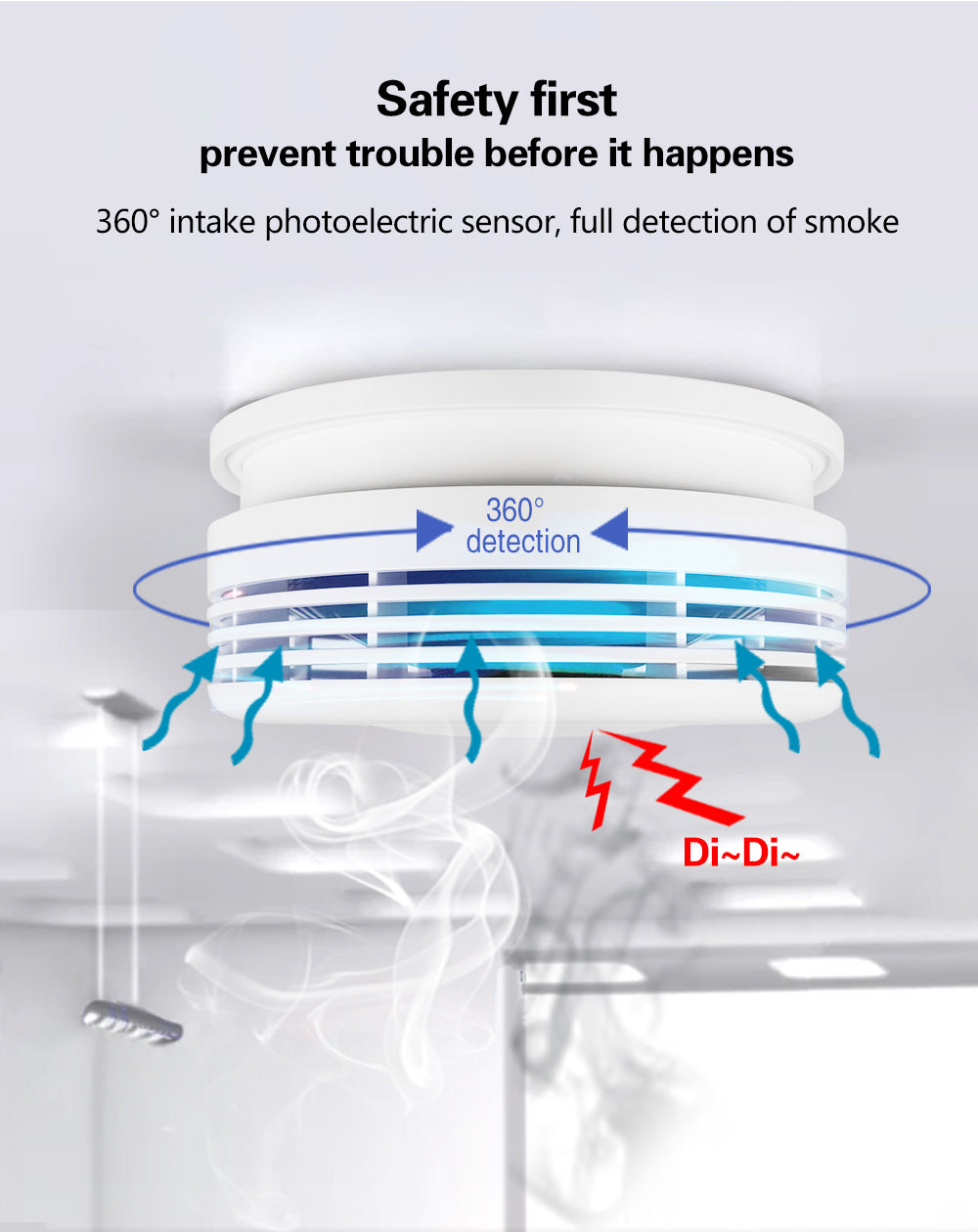[TUYA Smart Home] Battery Powered Wireless WIFI Smoke Detector Smart Home Security - Polar Tech Australia