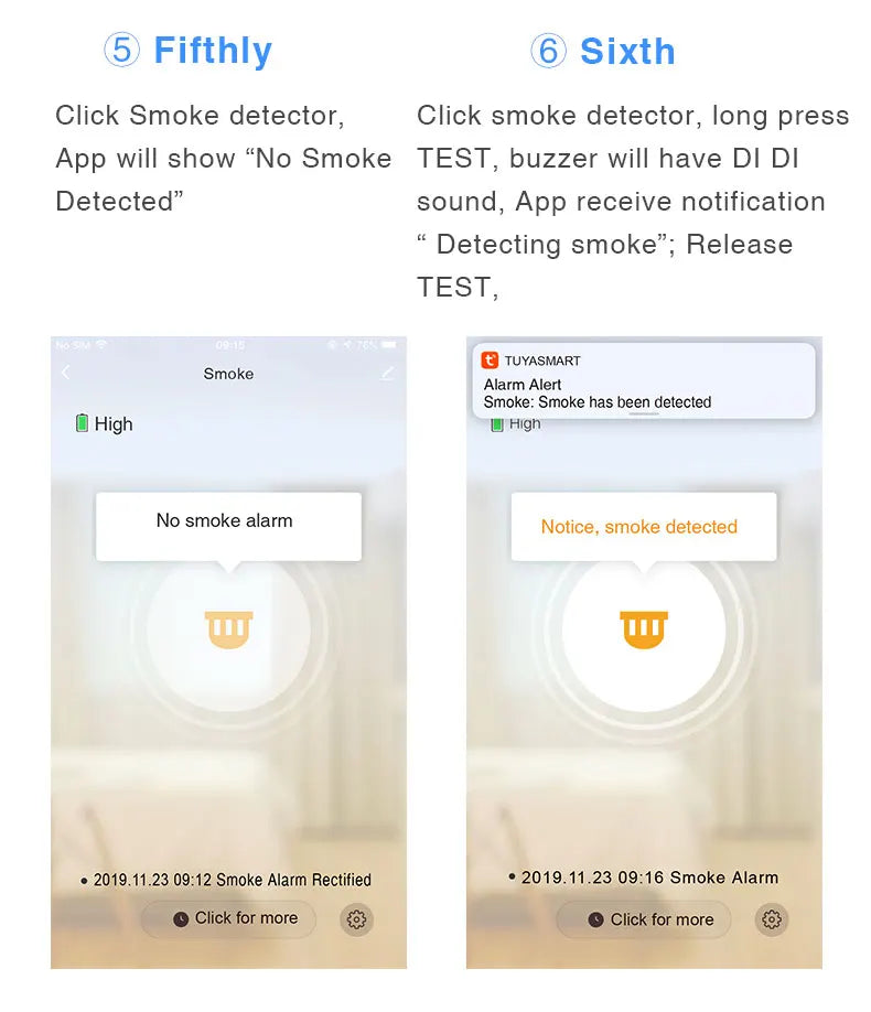 [TUYA Smart Home] Battery Powered Wireless WIFI Smoke Detector Smart Home Security - Polar Tech Australia