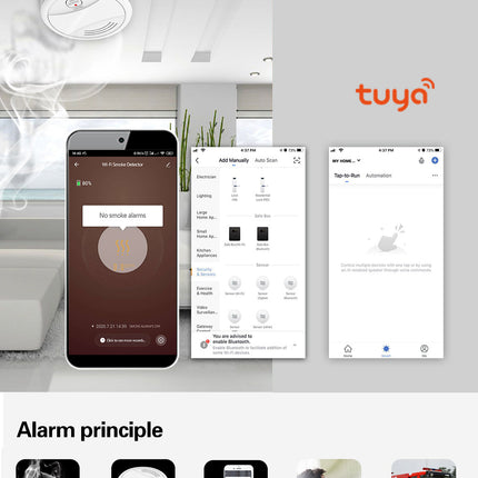 [TUYA Smart Home] Battery Powered Wireless WIFI Smoke Detector Smart Home Security - Polar Tech Australia