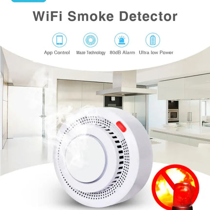 [TUYA Smart Home] Battery Powered Wireless WIFI Smoke Detector Smart Home Security - Polar Tech Australia