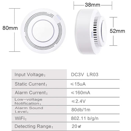[TUYA Smart Home] Battery Powered Wireless WIFI Smoke Detector Smart Home Security - Polar Tech Australia