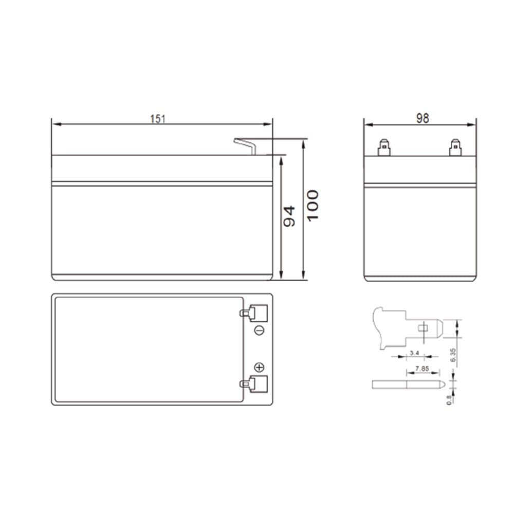 [NEP12V12AH] 12 Volt 12Ah Battery Valve Regulated Lead-Acid Battery