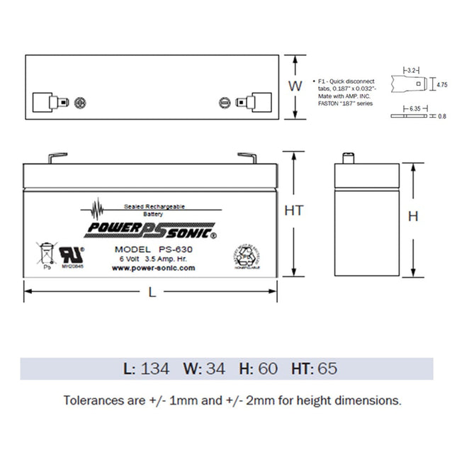 [NEP6V35AH] 6 Volt 3.5Ah Battery Valve Regulated Lead-Acid Battery Suits RISCO Agility 3/4 Panels