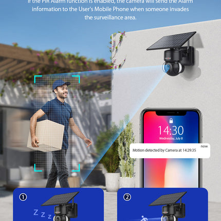 [ST-518-3M-TY]][TUYA Smart Home][1080P FHD][WIFI Version] 3MP Solar Panel Battery Powered Wireless Wire-Free IP66 Outdoor PTZ Camera With Flood Light - Polar Tech Australia