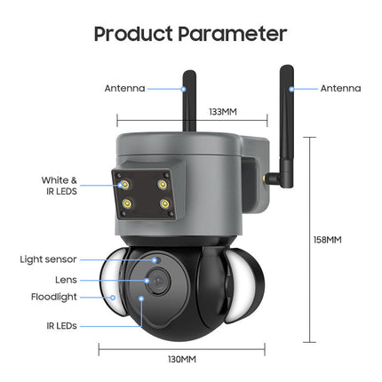 [TUYA Smart Home][WIFI Version][With Flood light] Full HD 4MP Wireless WIFI Full Color Day & night IP65 Outdoor PTZ Security Camera - Polar Tech Australia
