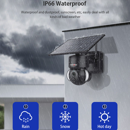 [ST-518-3M-TY]][TUYA Smart Home][1080P FHD][WIFI Version] 3MP Solar Panel Battery Powered Wireless Wire-Free IP66 Outdoor PTZ Camera With Flood Light - Polar Tech Australia