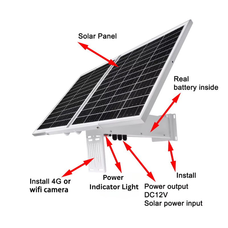 [Built-in 60Ah Battery] Universal 40W Solar Panel Powered 12V Power Supply CCTV Camera Wifi Bridge - Polar Tech Australia