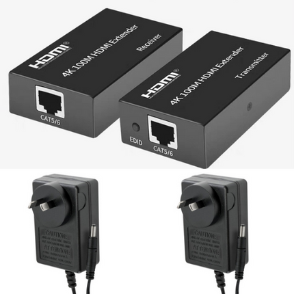 [4KTV-60M] Ultra HD 4K RJ45 Cat5e & Cat6 to HDMI 60M Extender Cable Pair - Polar Tech Australia