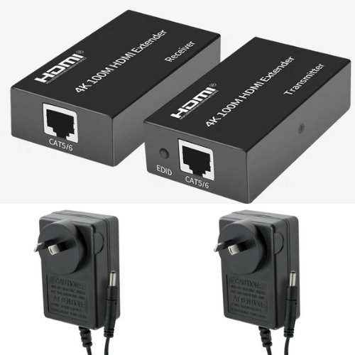 [4KTV-60M] Ultra HD 4K RJ45 Cat5e & Cat6 to HDMI 60M Extender Cable Pair - Polar Tech Australia