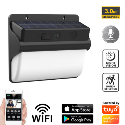 [TUYA Smart Home] 2-in-1 3MP Solar Panel Battery Powered Wireless Wire-Free IP67 Outdoor Flood Camera - Polar Tech Australia