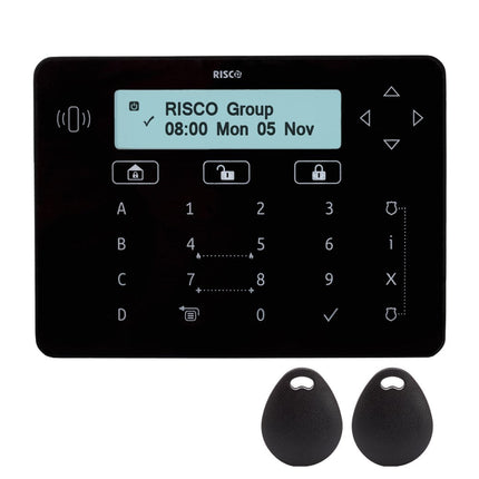 [RPKELPB0000A] RISCO Elegant Keypad Black includes 2 Prox Tags Suits LightSYS+ and LightSYS2