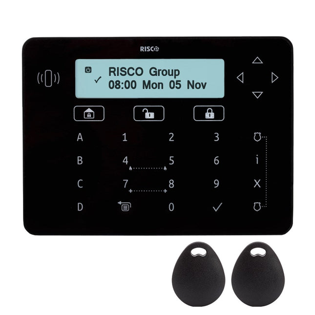 [RPKELPB0000A] RISCO Elegant Keypad Black includes 2 Prox Tags Suits LightSYS+ and LightSYS2
