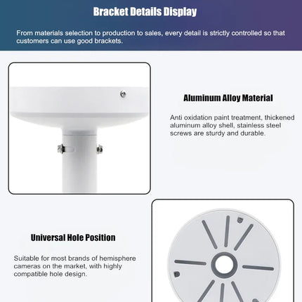 Universal Retractable Extension Aluminium CCTV Dome Camera Wall or Ceiling Mount Bracket Holder - Polar Tech Australia