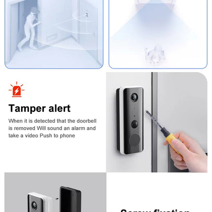 [Tuya Smart Home][With Chime] Tuya 2K Ultra HD Smart Doorbell Camera Wireless Wifi Doorbell Two Way Audio Intercom App Control - Polar Tech Australia