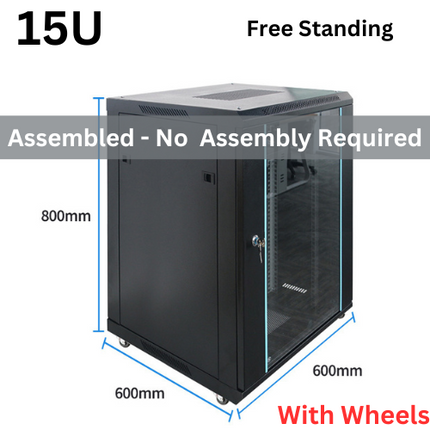 [Assembled] 15U 18U 22U 27U 32U 36U 42U Large Size Heavy Duty Stand Alone Free Standing Network Server CCTV PoE Switch Cabinet Rack Lockable Enclosure - Polar Tech Australia