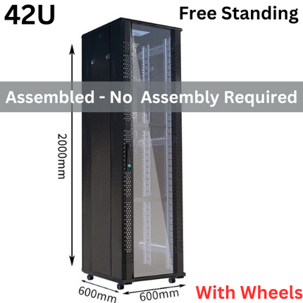 [Assembled] 15U 18U 22U 27U 32U 36U 42U Large Size Heavy Duty Stand Alone Free Standing Network Server CCTV PoE Switch Cabinet Rack Lockable Enclosure - Polar Tech Australia