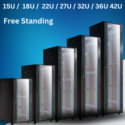 15U 18U Large Size Heavy Duty Stand Alone Free Standing Network Server CCTV PoE Switch Cabinet Rack Lockable Enclosure - Polar Tech Australia