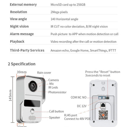 [TUYA Smart Home] 1080P FHD Wireless WIFI Outdoor Security Doorbell Door Control With 10 inch Indoor Monitor