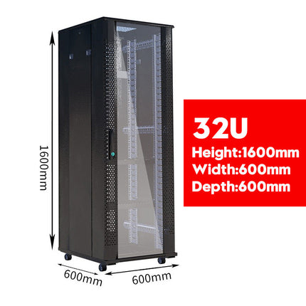 15U 18U 22U 27U 32U 26U 42U Large Size Heavy Duty Stand Alone Free Standing Network Server CCTV PoE Switch Cabinet Rack Lockable Enclosure - Polar Tech Australia